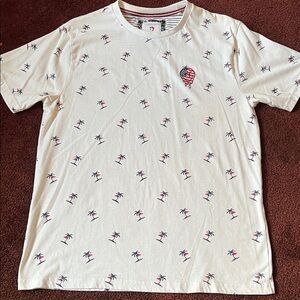 Denim & Flower White Shirt with Palm Tree and Ice Cream Print